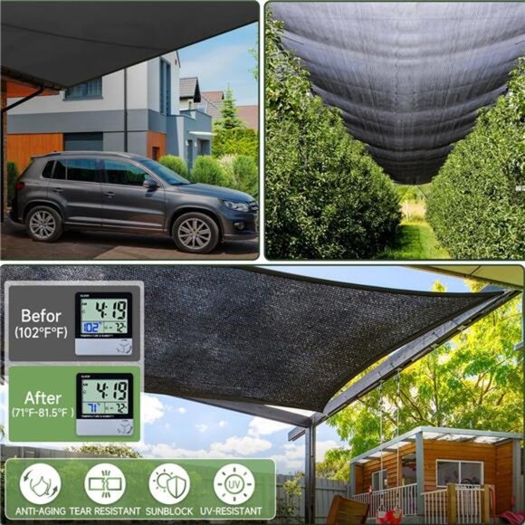 70% Shade Cloth 6.5ftx10ft Anti-Aging Sun Mesh UV Resistant Net, Sunblock Garden - Picture 4 of 8